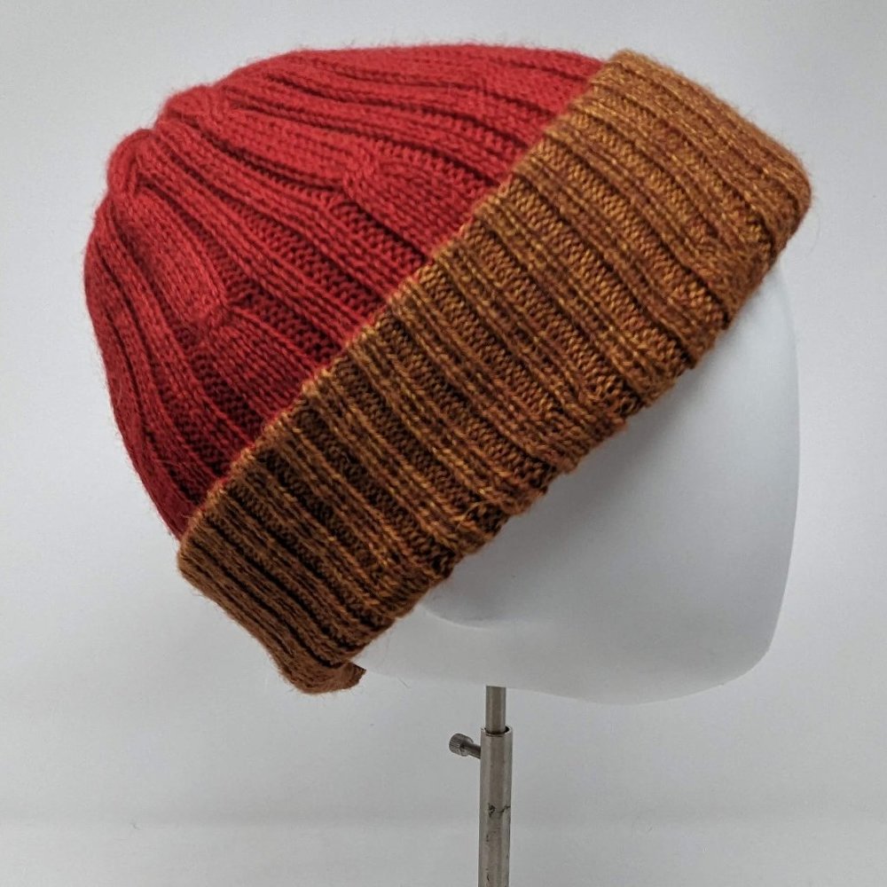 Alpaca hand knitted reversible hat / unisex / Peruvian winter hat